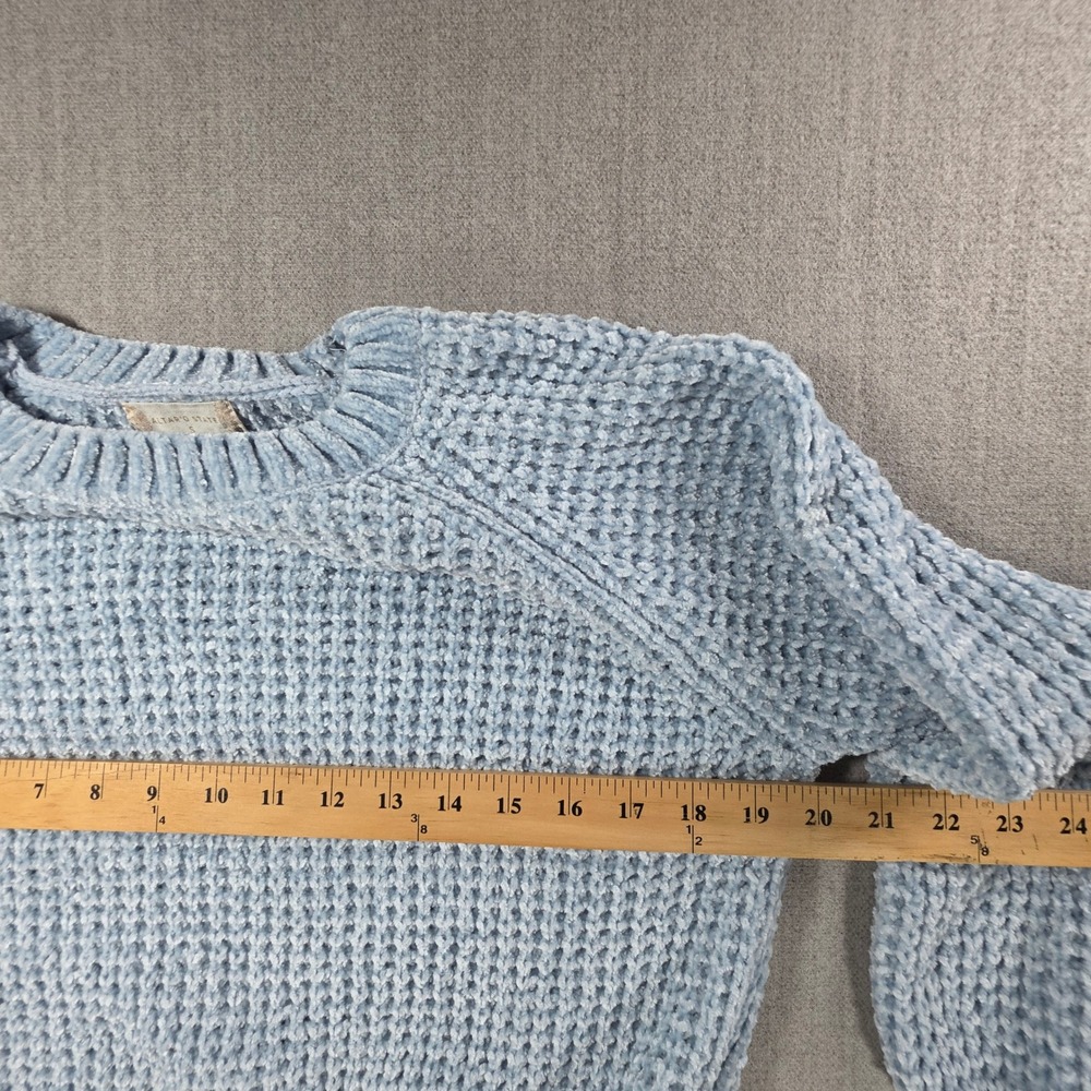 Altar'd State Sweater Womens Small Blue Chenille Waffle Knit Raglan Pullover - Picture 5 of 13